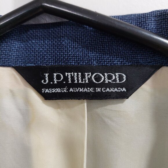 J.P Tilford Samuelsohn Harry Rosen Silk Wool Navy Blue Blazer Sz 42R - Picture 4 of 12